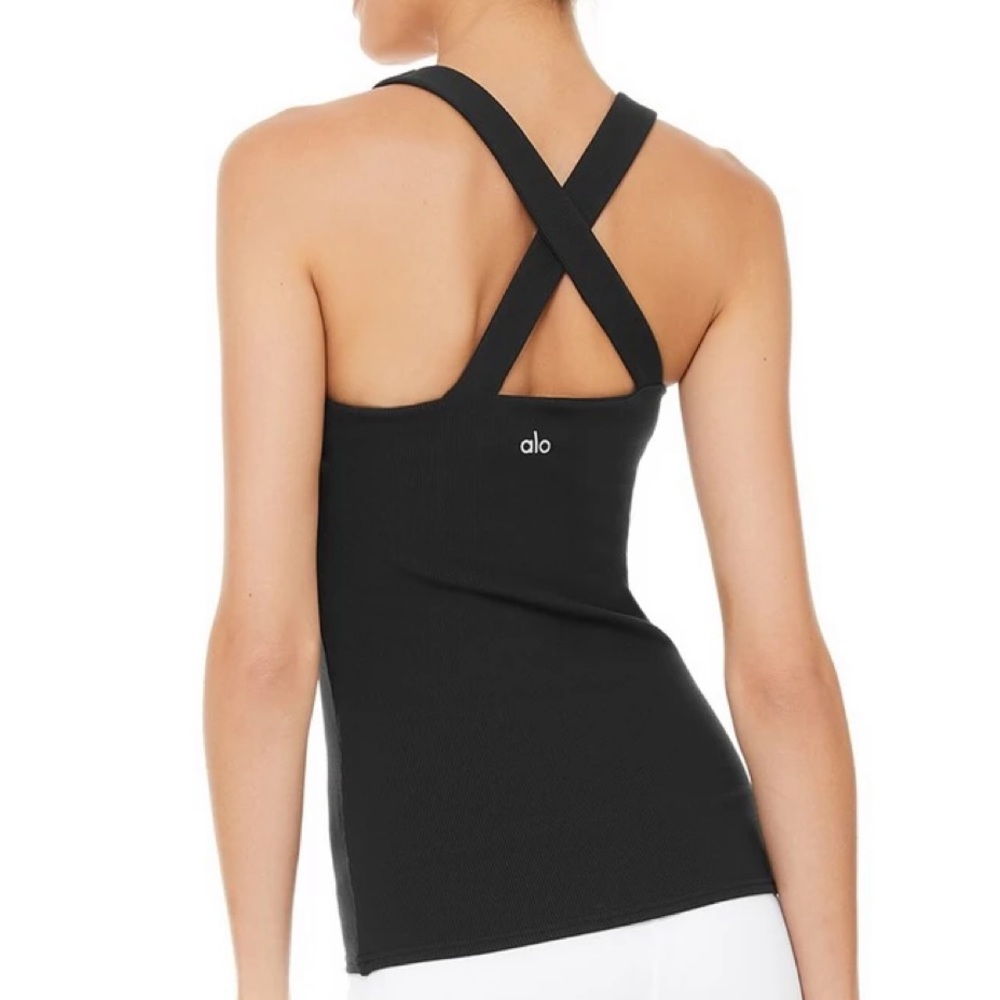 Alo Yoga | Black Ribbed Elevate Tank Top | Small